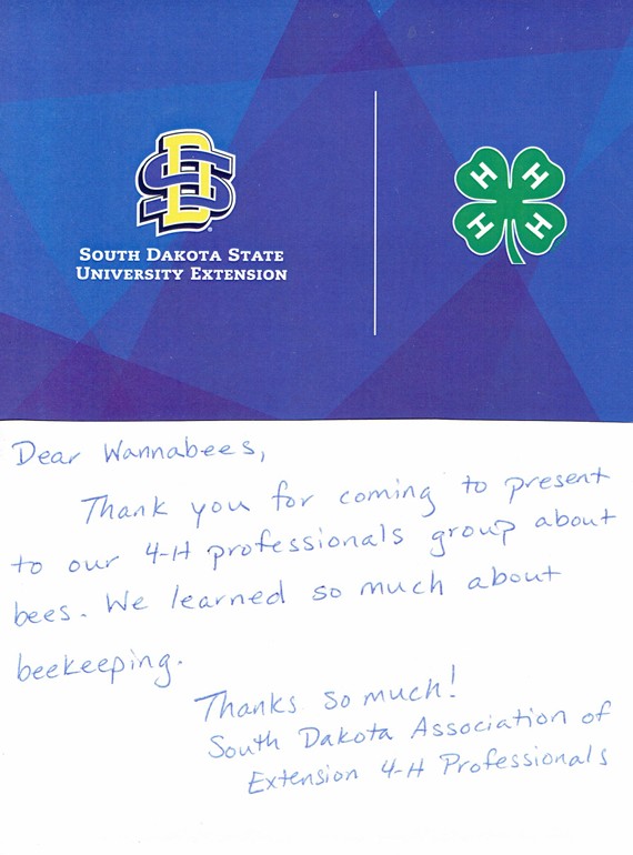 Thankyou letter from 4H